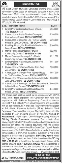 Municipal Committee Omara Tender Notice